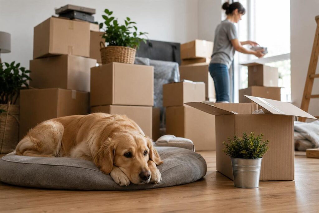 Chien et déménagement : comment aider un chien après un changement de maison - Animo Santé