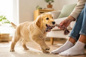 La meilleure façon d'empêcher arrêter un chiot qui mordille les pieds - Animo Santé